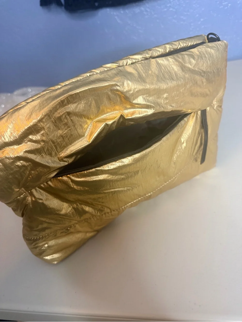 Trouvé Athleisure Crossbody Gold Quilted Puffer Clutch Bag - new